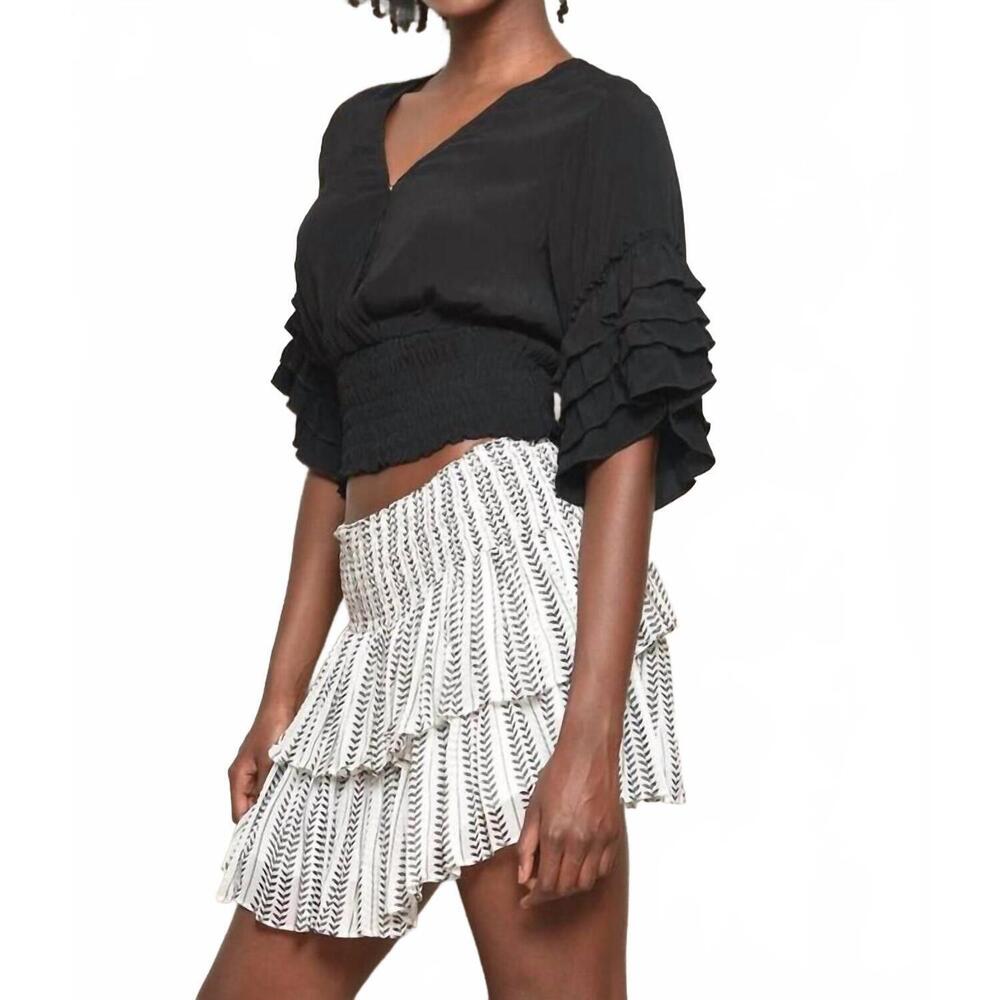 NEW MUCHE & MUCHETTE ruffles sleeve top in black